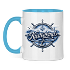 Keramik-Tasse zweifarbig  Küstenkind #601 blau-silber