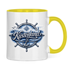 Keramik-Tasse zweifarbig  Küstenkind #601 blau-silber