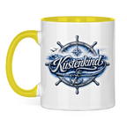 Keramik-Tasse zweifarbig  Küstenkind #601 blau-silber