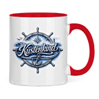 Keramik-Tasse zweifarbig  Küstenkind #601 blau-silber