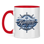 Keramik-Tasse zweifarbig  Küstenkind #601 blau-silber