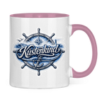 Keramik-Tasse zweifarbig  Küstenkind #601 blau-silber