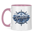Keramik-Tasse zweifarbig  Küstenkind #601 blau-silber
