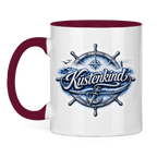 Keramik-Tasse zweifarbig  Küstenkind #601 blau-silber