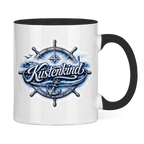 Keramik-Tasse zweifarbig  Küstenkind #601 blau-silber