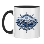 Keramik-Tasse zweifarbig  Küstenkind #601 blau-silber
