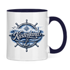Keramik-Tasse zweifarbig  Küstenkind #601 blau-silber
