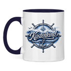 Keramik-Tasse zweifarbig  Küstenkind #601 blau-silber