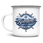 Emaille Tasse  Küstenkind #601 blau-silber