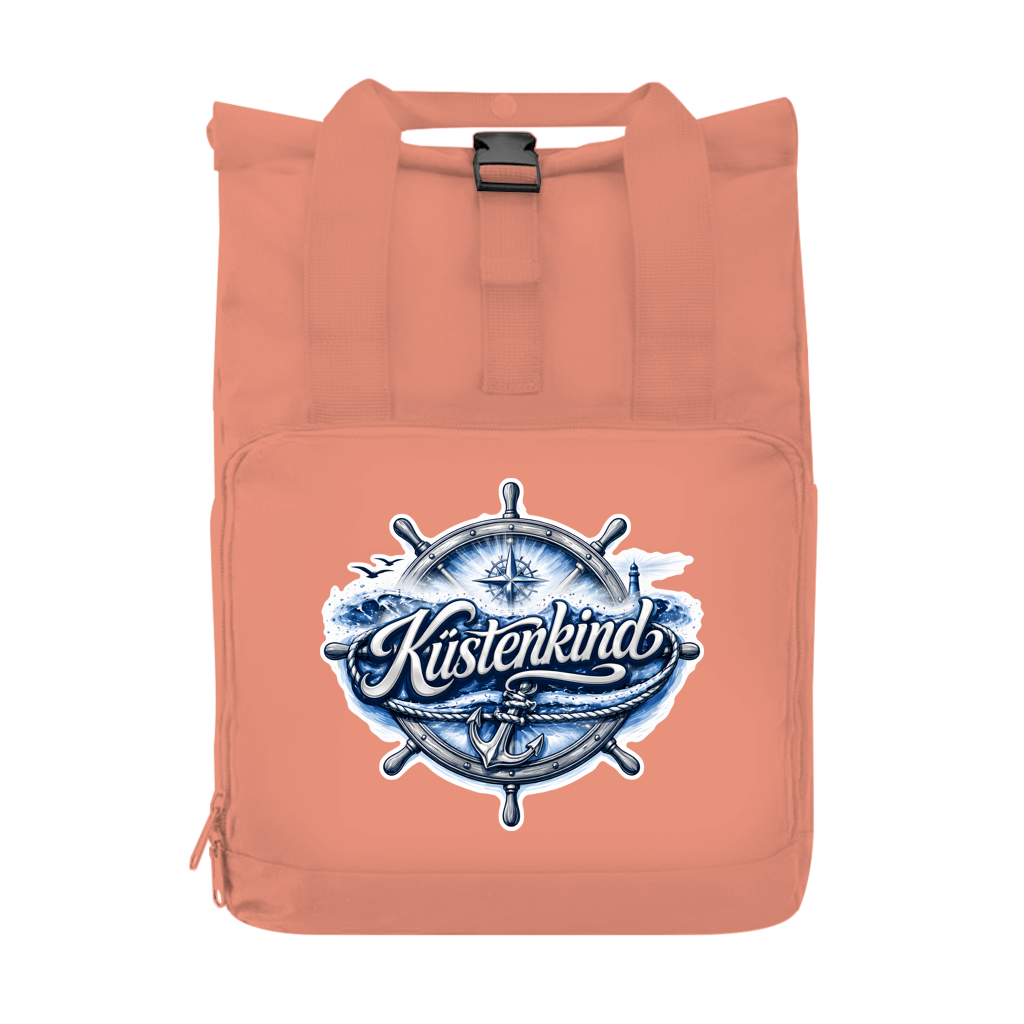 Rucksack mit Seitentasche  Küstenkind #601 blau-silber  Gr. S