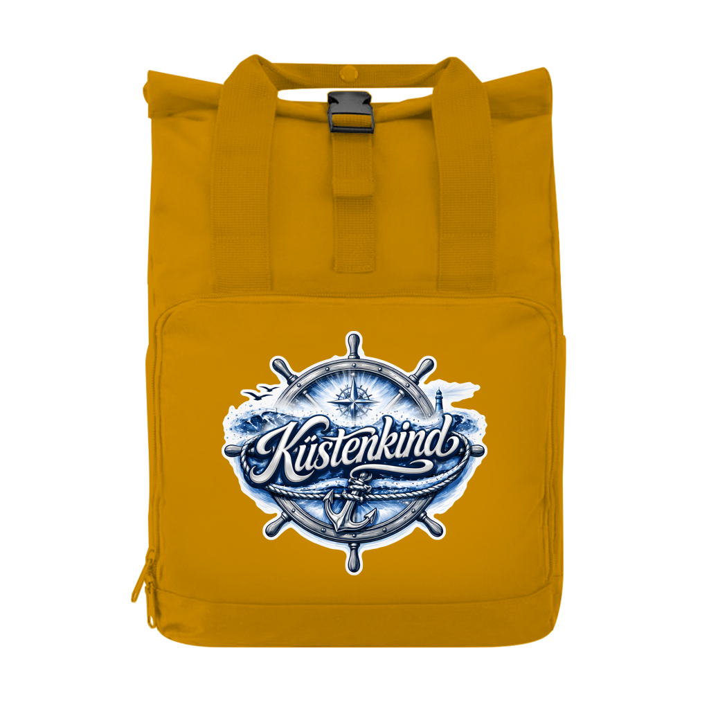 Rucksack mit Seitentasche  Küstenkind #601 blau-silber  Gr. S