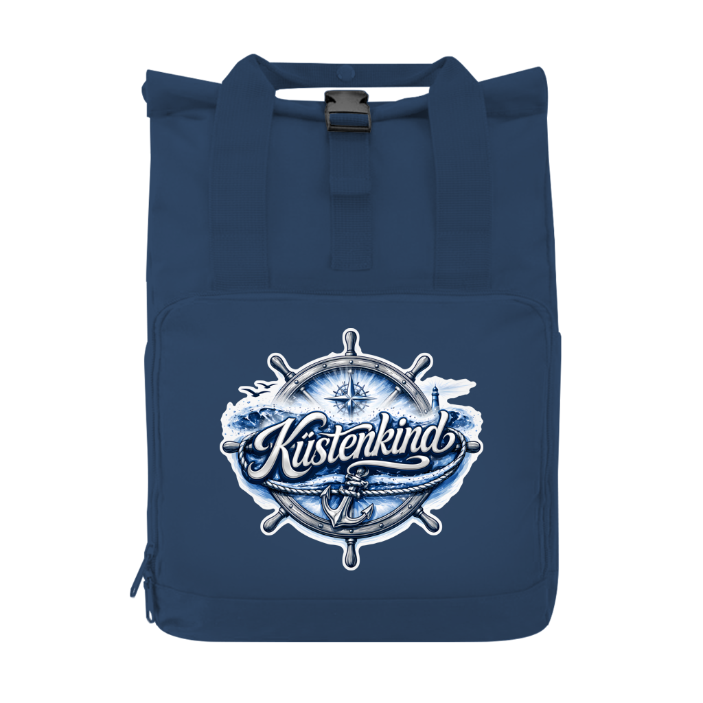 Rucksack mit Seitentasche  Küstenkind #601 blau-silber  Gr. S