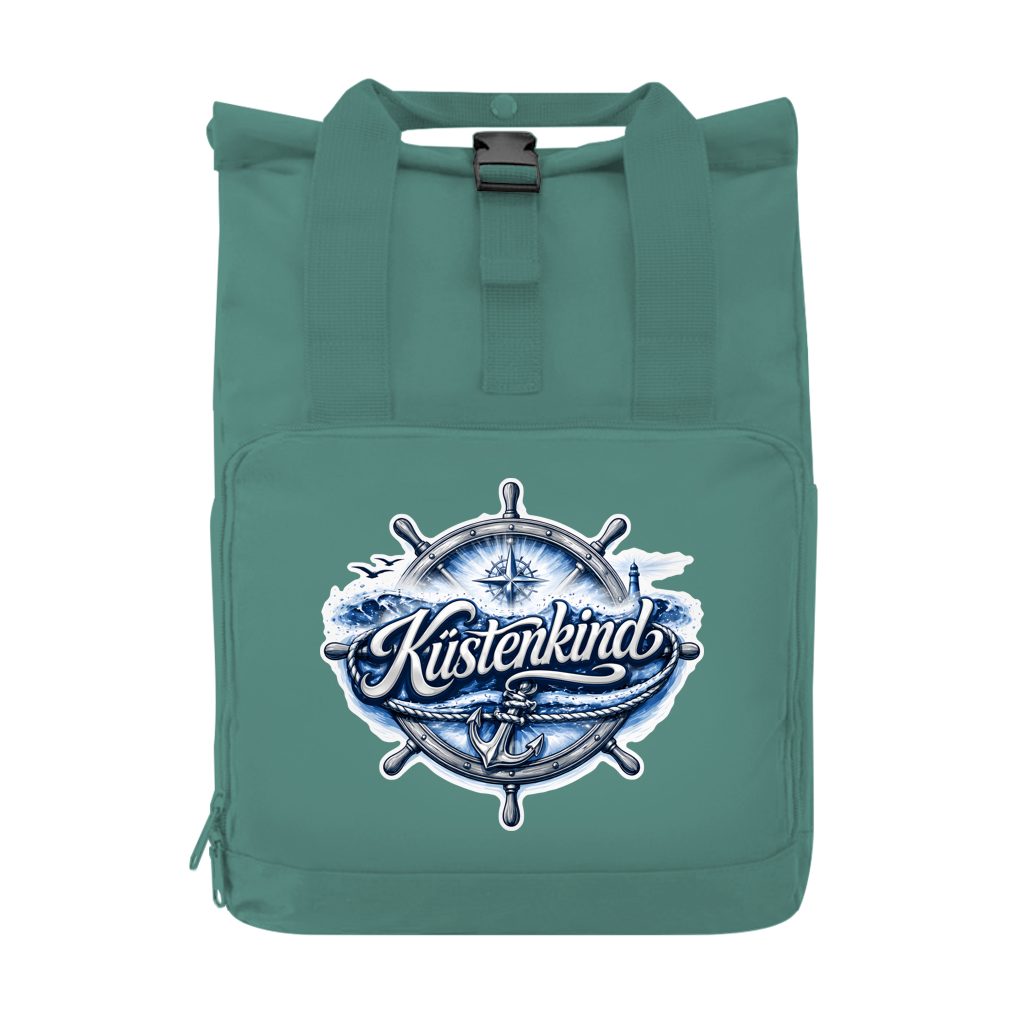 Rucksack mit Seitentasche  Küstenkind #601 blau-silber  Gr. S