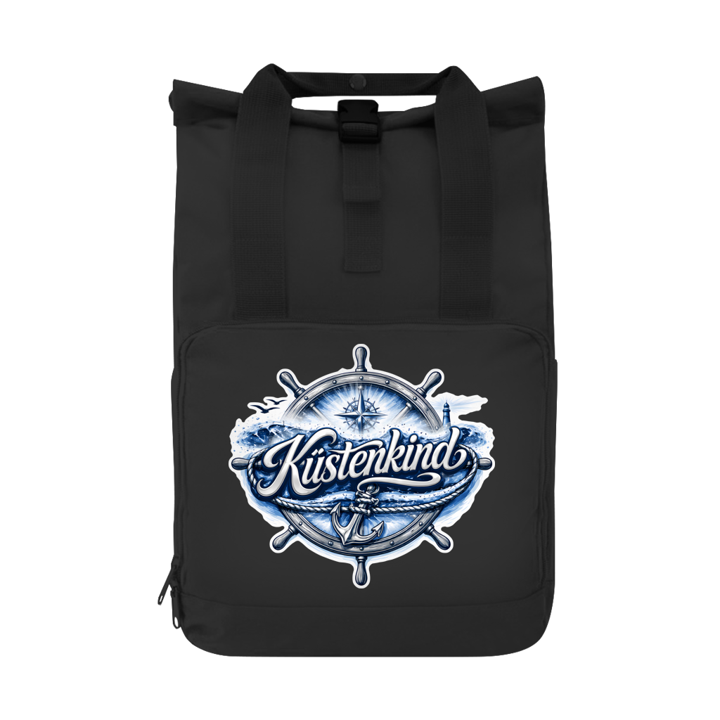 Rucksack mit Seitentasche Küstenkind #601 blau-silber  Gr. L