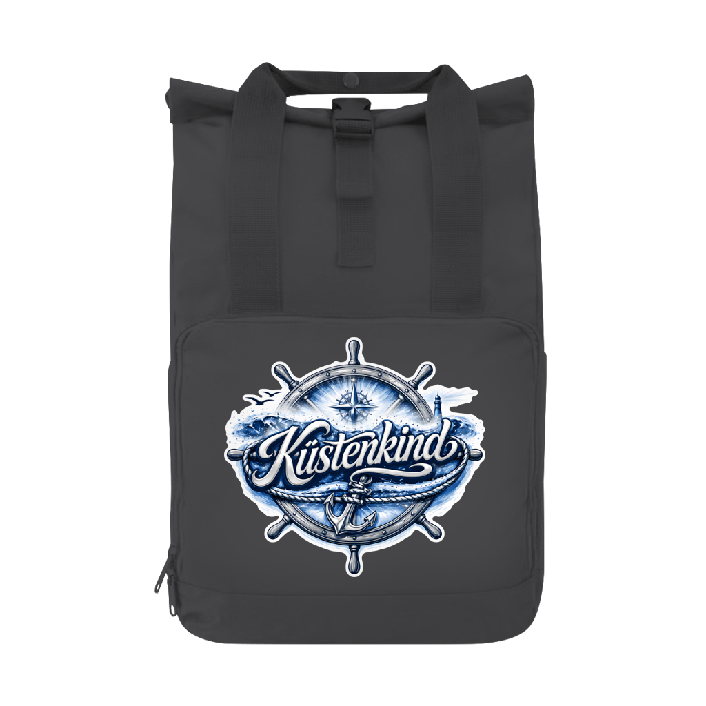 Rucksack mit Seitentasche Küstenkind #601 blau-silber  Gr. L