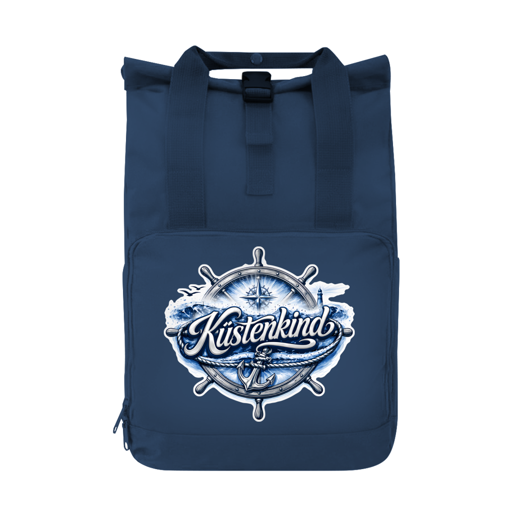 Rucksack mit Seitentasche Küstenkind #601 blau-silber  Gr. L