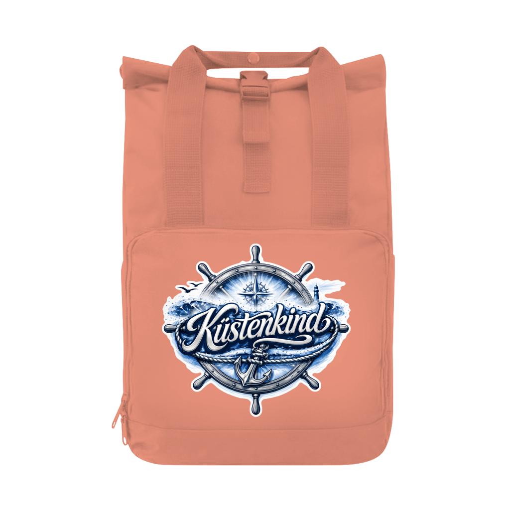 Rucksack mit Seitentasche Küstenkind #601 blau-silber  Gr. L
