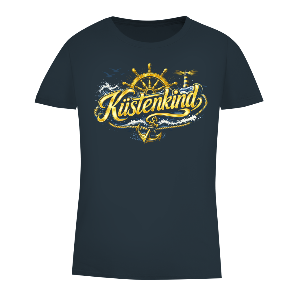 T-Shirt Damen Küstenkind #601 blau-gold