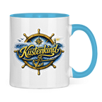 Keramik-Tasse zweifarbig  Küstenkind #601 blau-gold