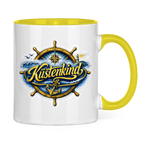 Keramik-Tasse zweifarbig  Küstenkind #601 blau-gold