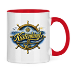 Keramik-Tasse zweifarbig  Küstenkind #601 blau-gold