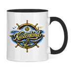 Keramik-Tasse zweifarbig  Küstenkind #601 blau-gold
