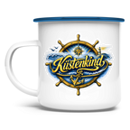 Emaille Tasse  Küstenkind #601 blau-gold