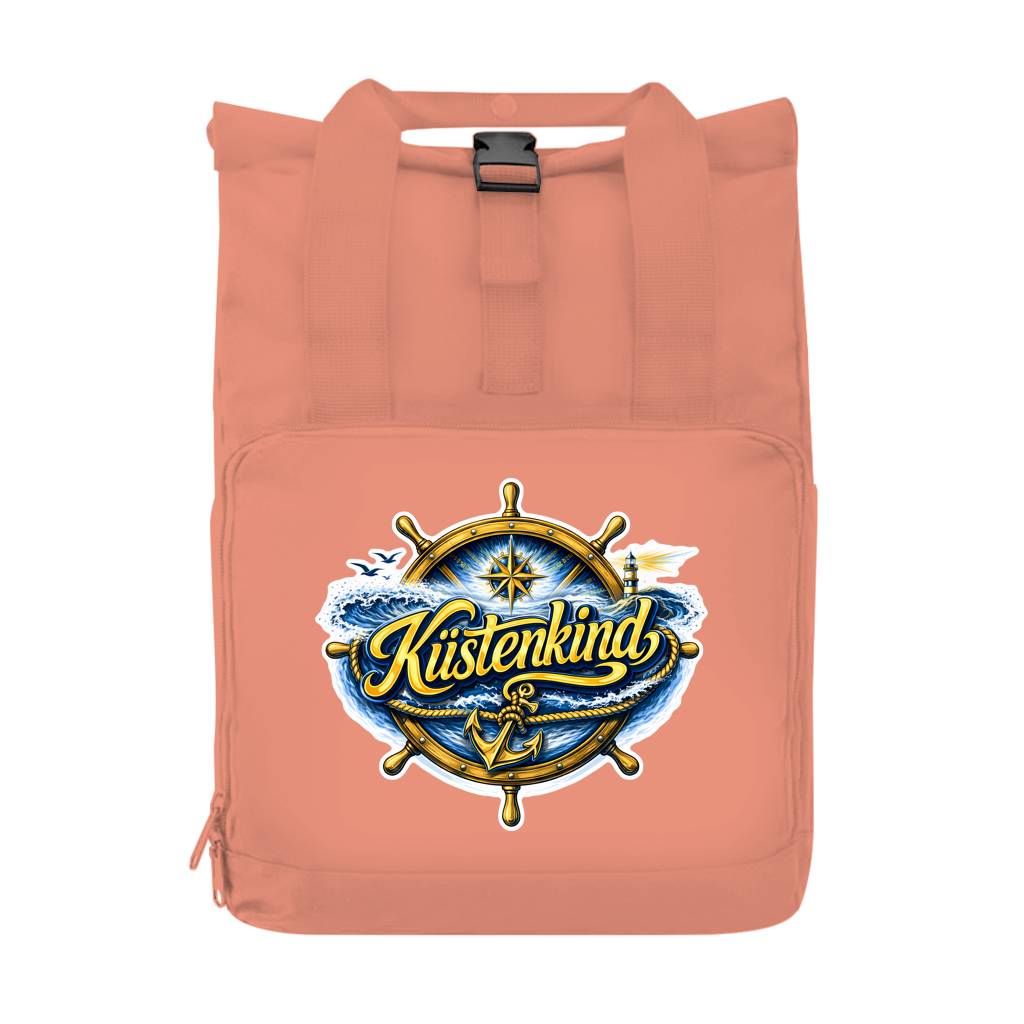 Rucksack mit Seitentasche Küstenkind #601 blau-gold Gr. S