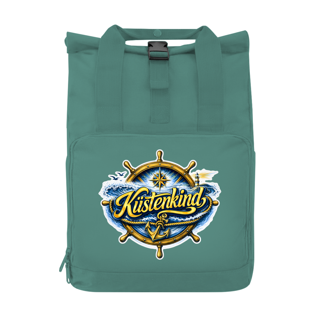 Rucksack mit Seitentasche Küstenkind #601 blau-gold Gr. S