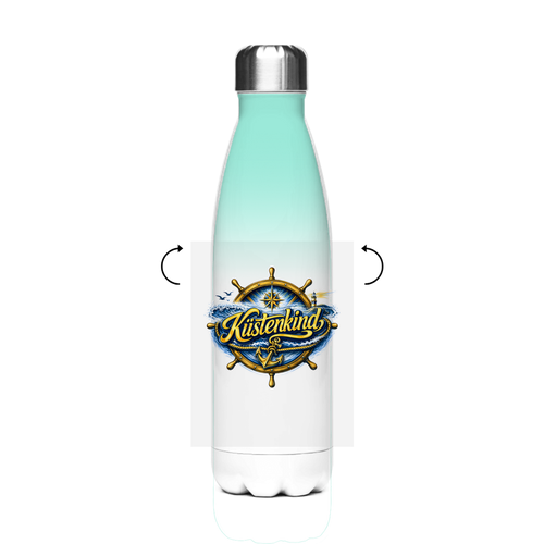 Edelstahl-Thermoflasche Küstenliebe #602 blau-gold