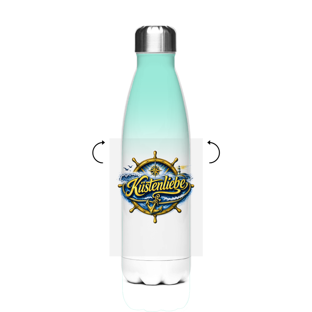 Edelstahl-Thermoflasche Küstenliebe #602 blau-gold