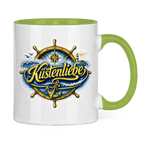 Keramik-Tasse zweifarbig Küstenliebe #602 blau-gold