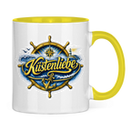 Keramik-Tasse zweifarbig Küstenliebe #602 blau-gold