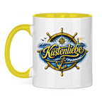 Keramik-Tasse zweifarbig Küstenliebe #602 blau-gold