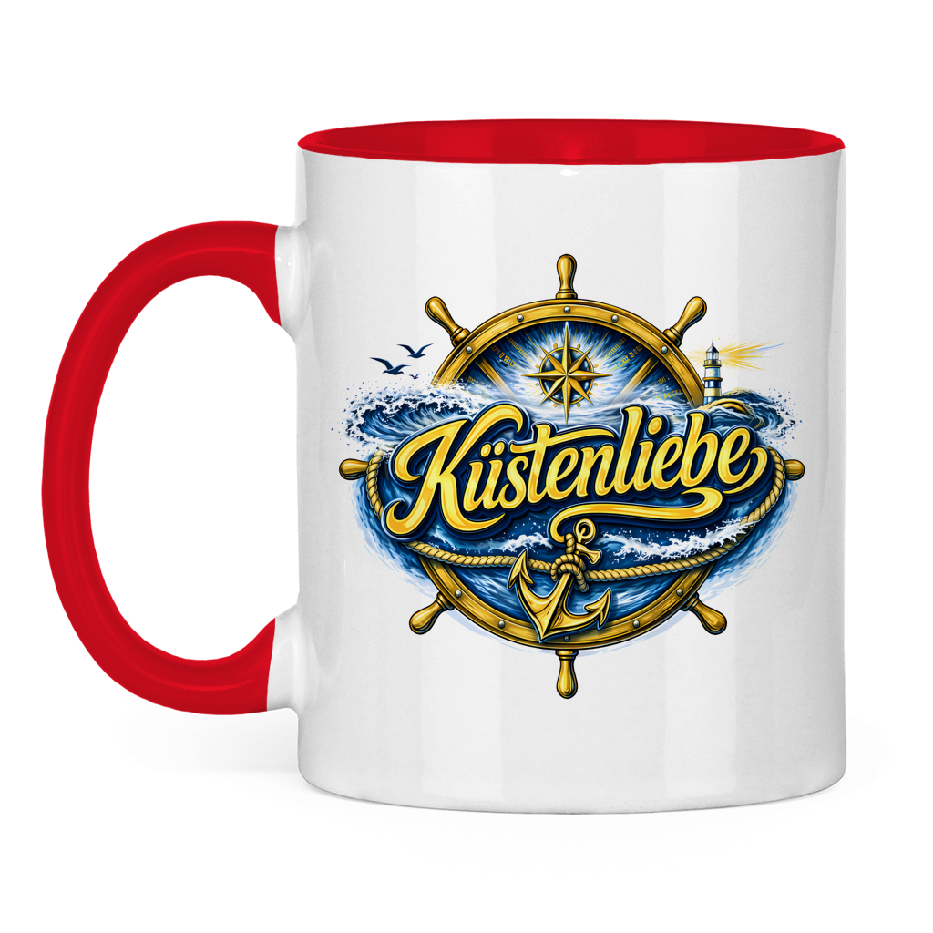 Keramik-Tasse zweifarbig Küstenliebe #602 blau-gold