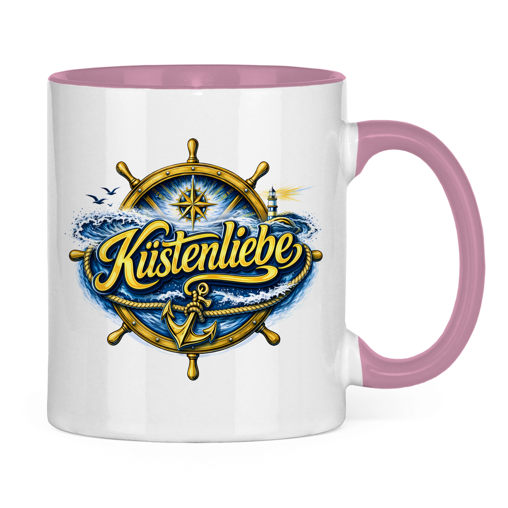 Keramik-Tasse zweifarbig Küstenliebe #602 blau-gold