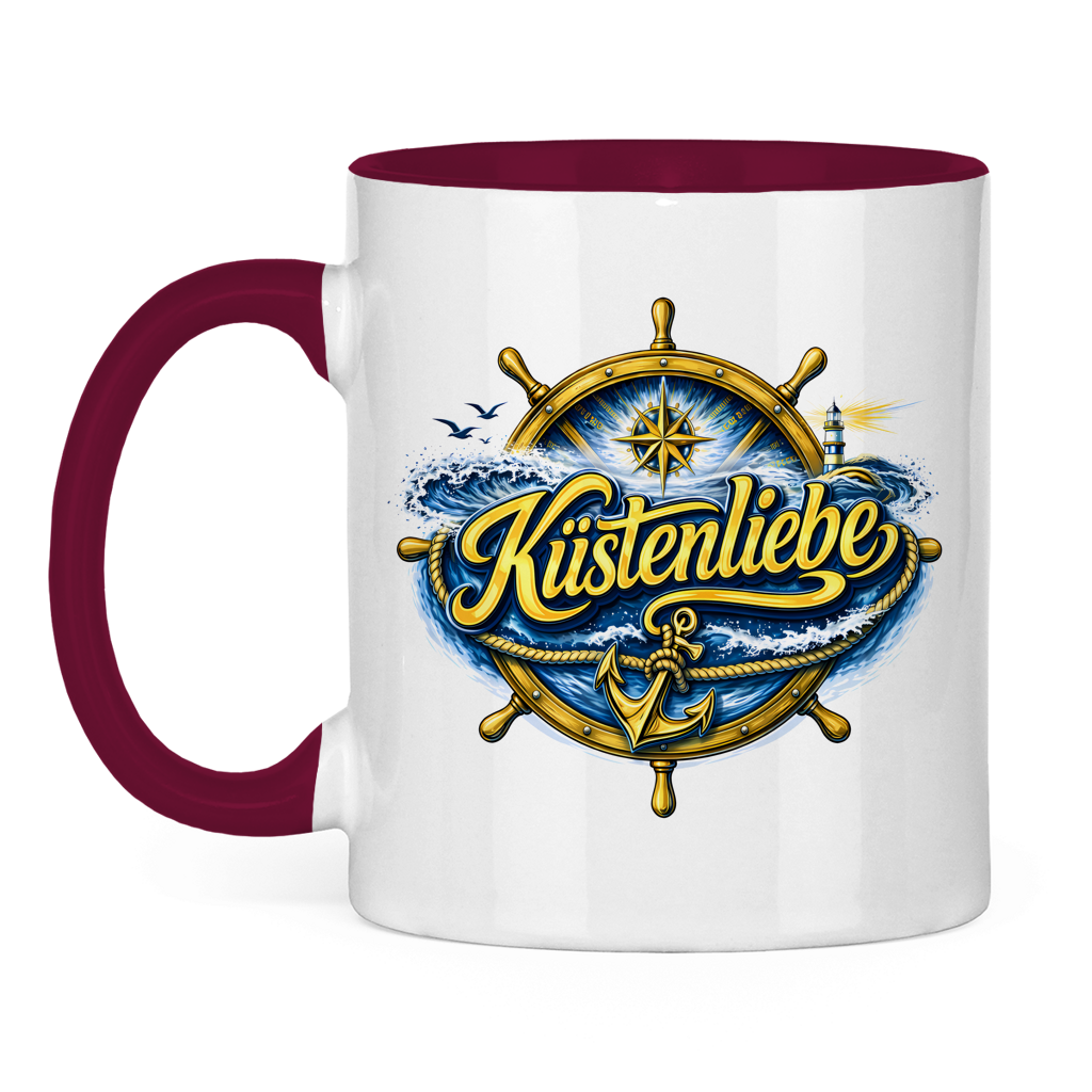 Keramik-Tasse zweifarbig Küstenliebe #602 blau-gold