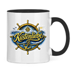 Keramik-Tasse zweifarbig Küstenliebe #602 blau-gold