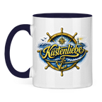 Keramik-Tasse zweifarbig Küstenliebe #602 blau-gold