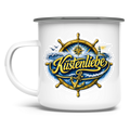 Emaille Tasse  Küstenliebe #602 blau-gold