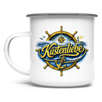 Emaille Tasse  Küstenliebe #602 blau-gold