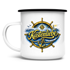 Emaille Tasse  Küstenliebe #602 blau-gold