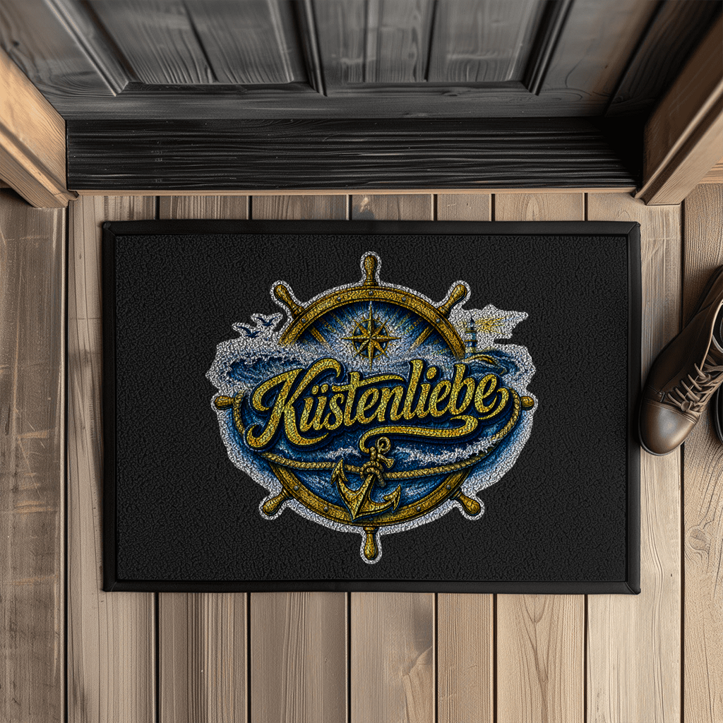 Fußmatte   Küstenliebe #602 blau-gold