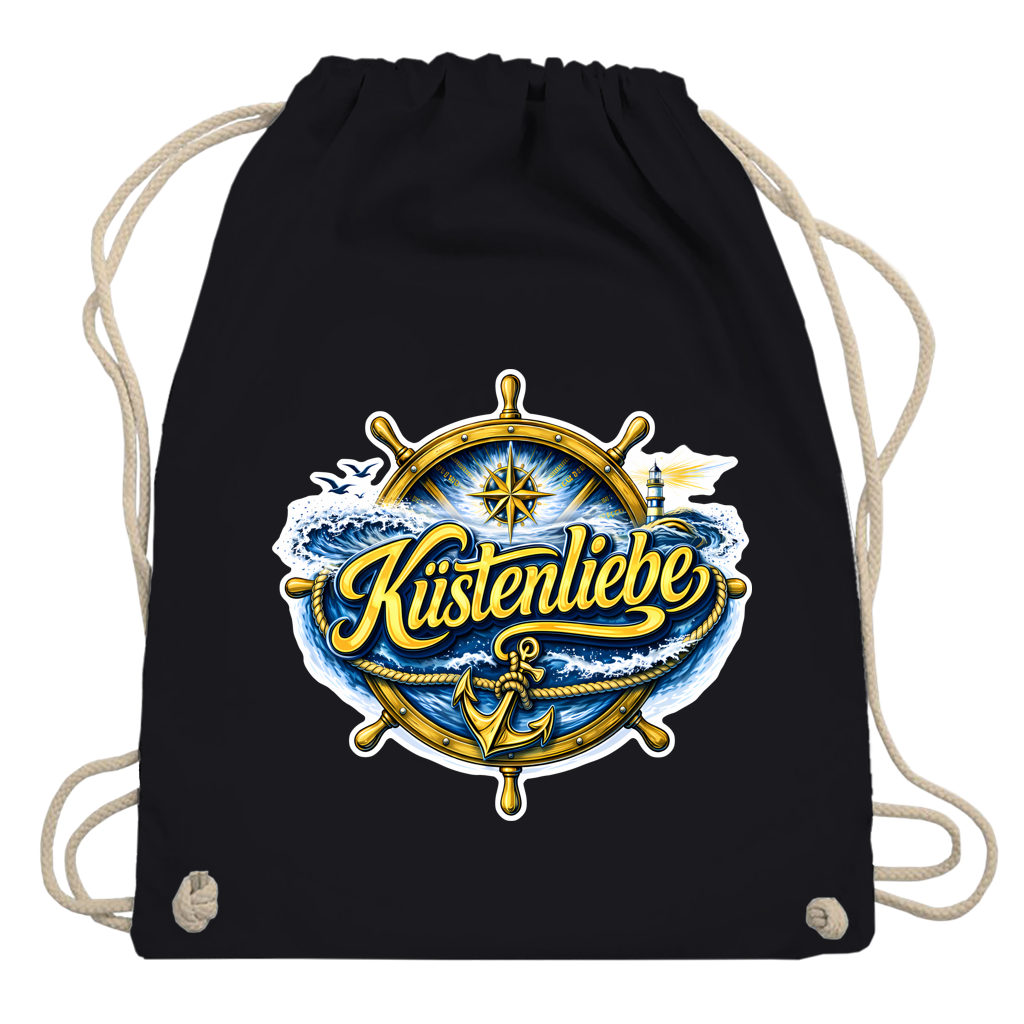 Kordelrucksack Küstenliebe #602 blau-gold