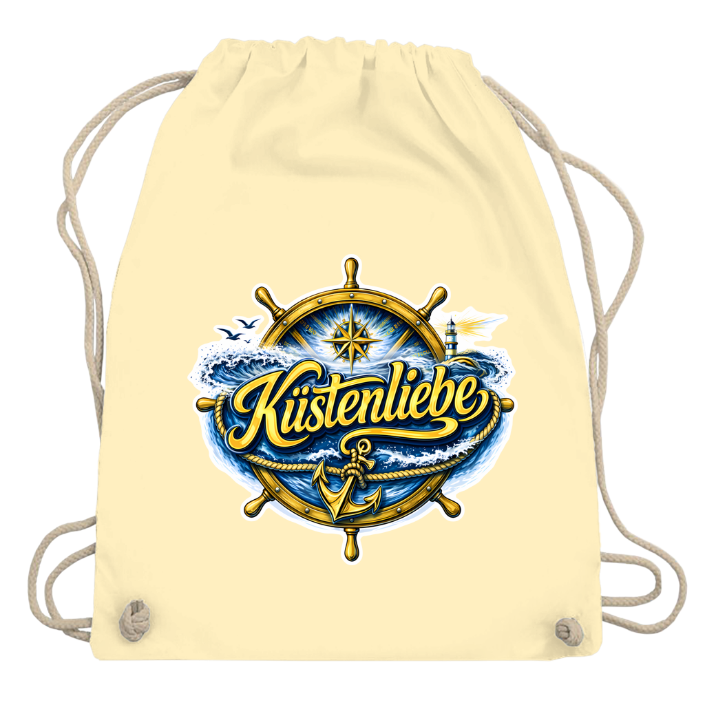 Kordelrucksack Küstenliebe #602 blau-gold