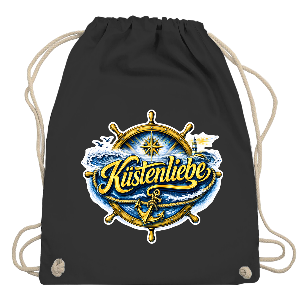 Kordelrucksack Küstenliebe #602 blau-gold