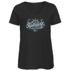 T-Shirt Damen V-Neck Küstenliebe #602 blau-silber