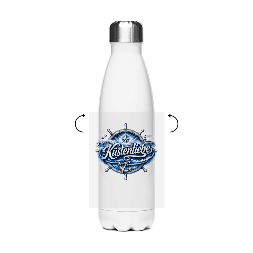 Edelstahl-Thermoflasche Küstenliebe #602 blau-silber