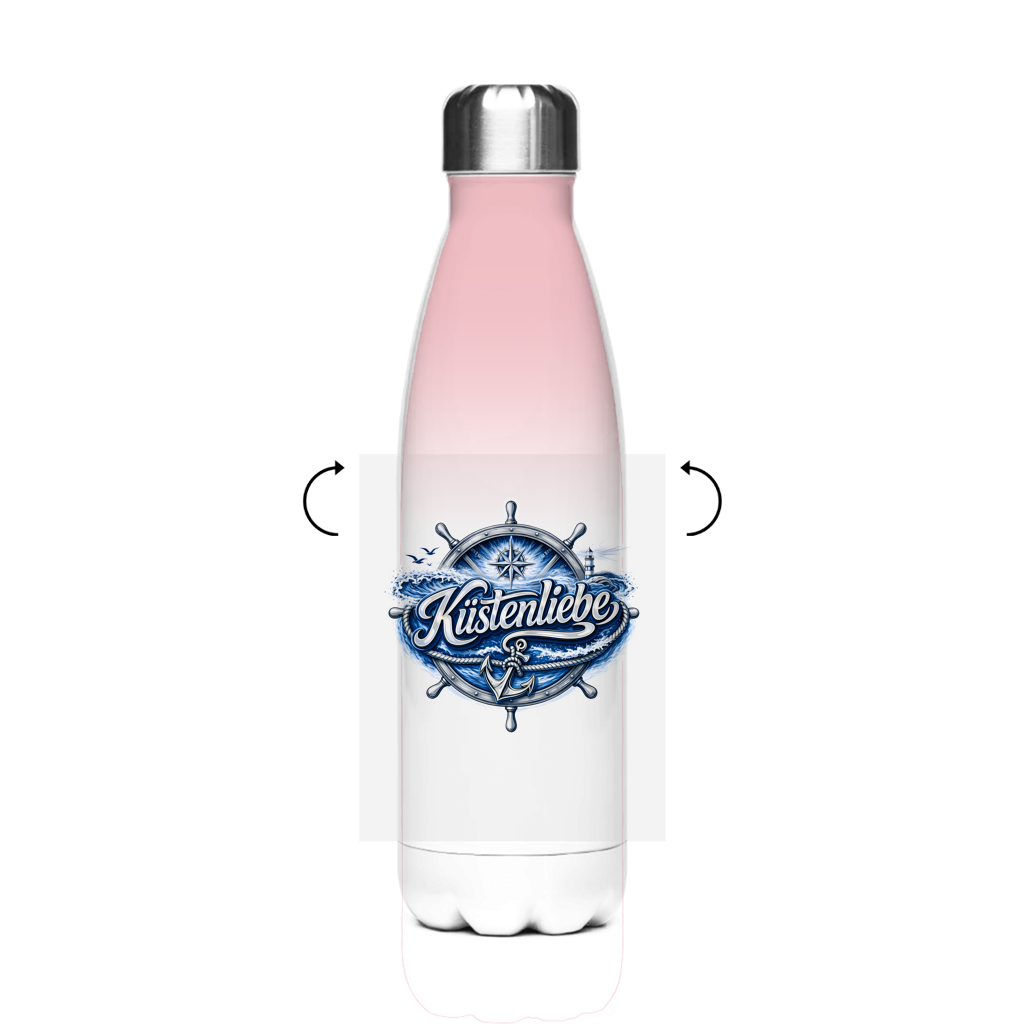 Edelstahl-Thermoflasche Küstenliebe #602 blau-silber