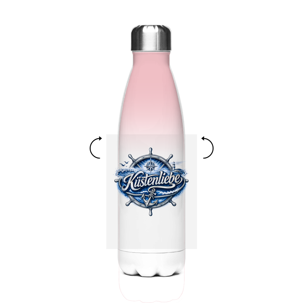 Edelstahl-Thermoflasche Küstenliebe #602 blau-silber